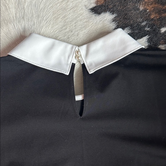 NWT Karl Lagerfeld Black Top with White Collar and Pearl Button Accents - Picture 7 of 10